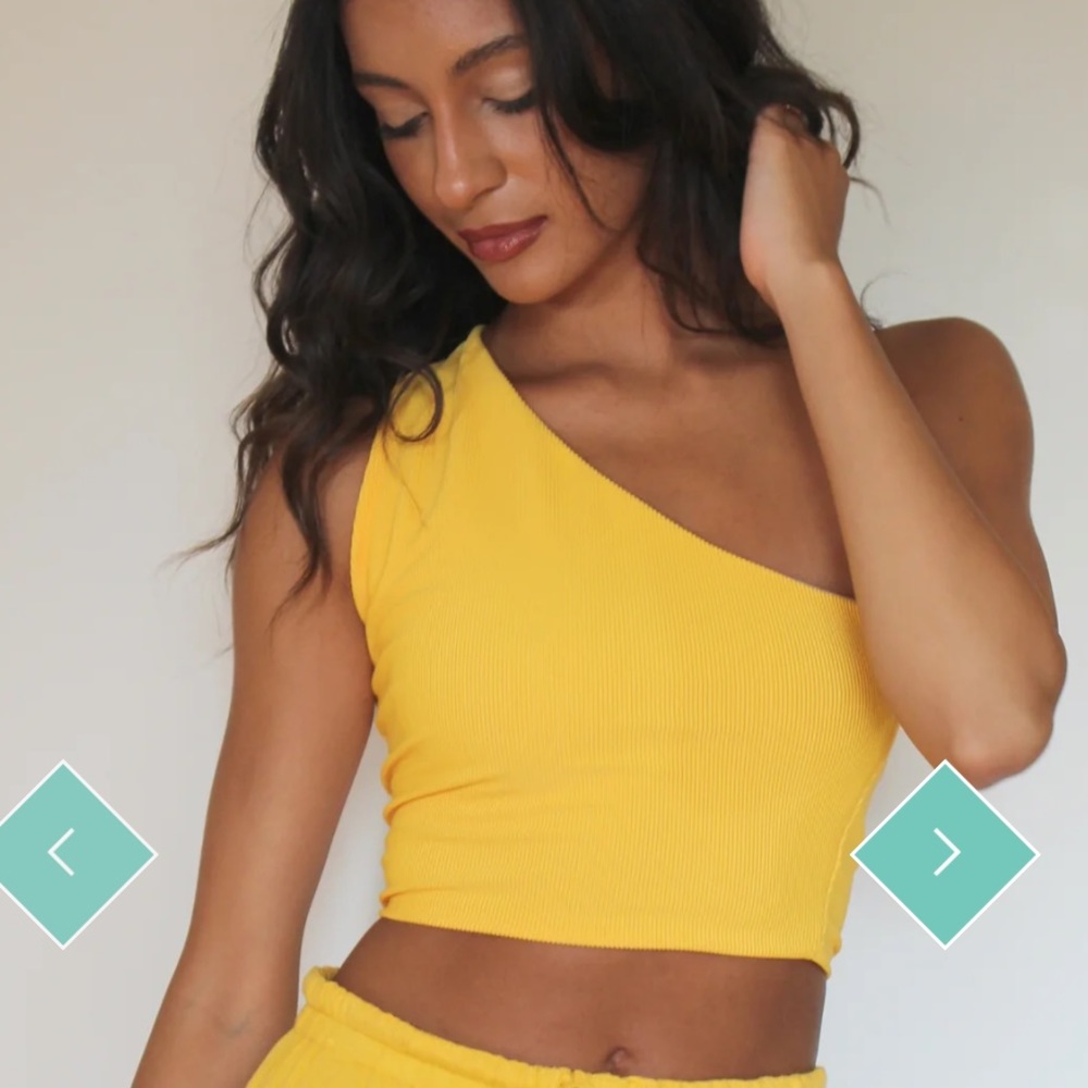 Rib One Shoulder Yellow/Gold Top